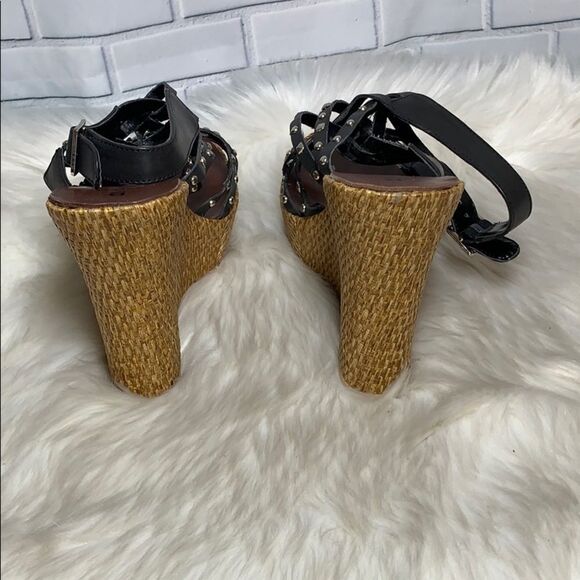 Bakers Black Studded Woven Espadrille Wedg… - Picture 3 of 6
